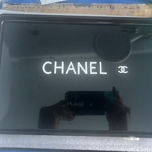 Black acrylic tray white letters